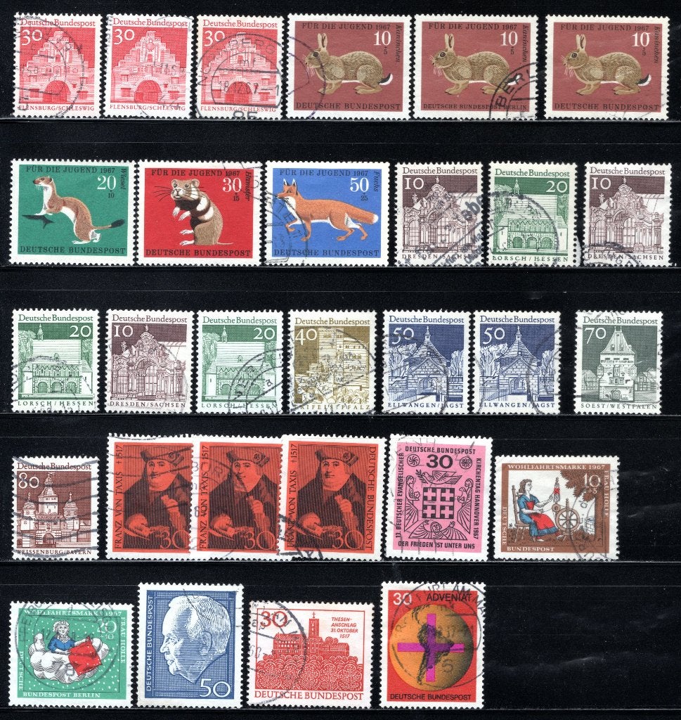 ALLEMAGNE Lot 1967 estampillé, Envoi, RFA, Affranchi