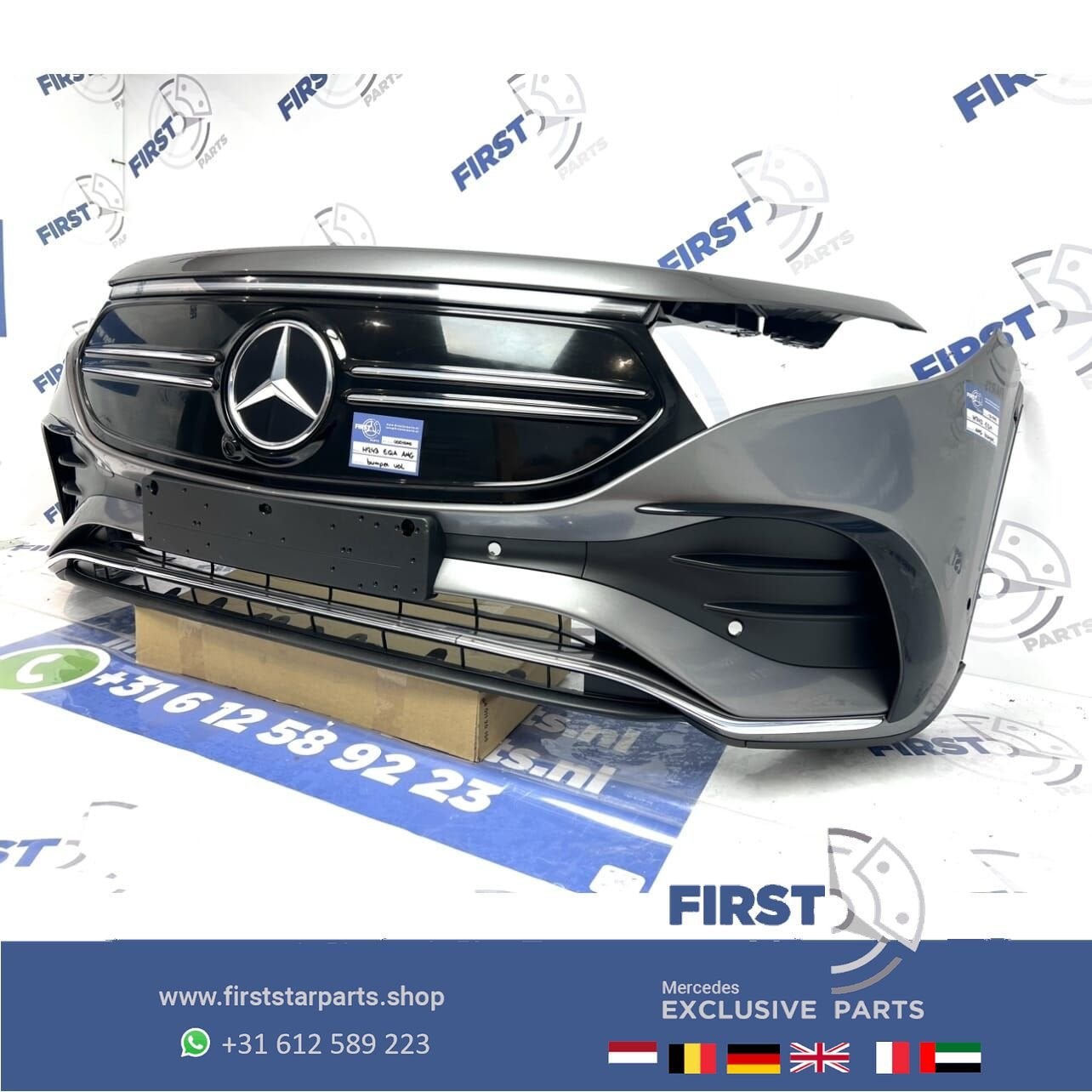 2023 H243 EQA AMG LINE VOORBUMPER GRIJS COMPLEET + GRIL ORIG, Gebruikt, -, Voor, Ophalen of Verzenden