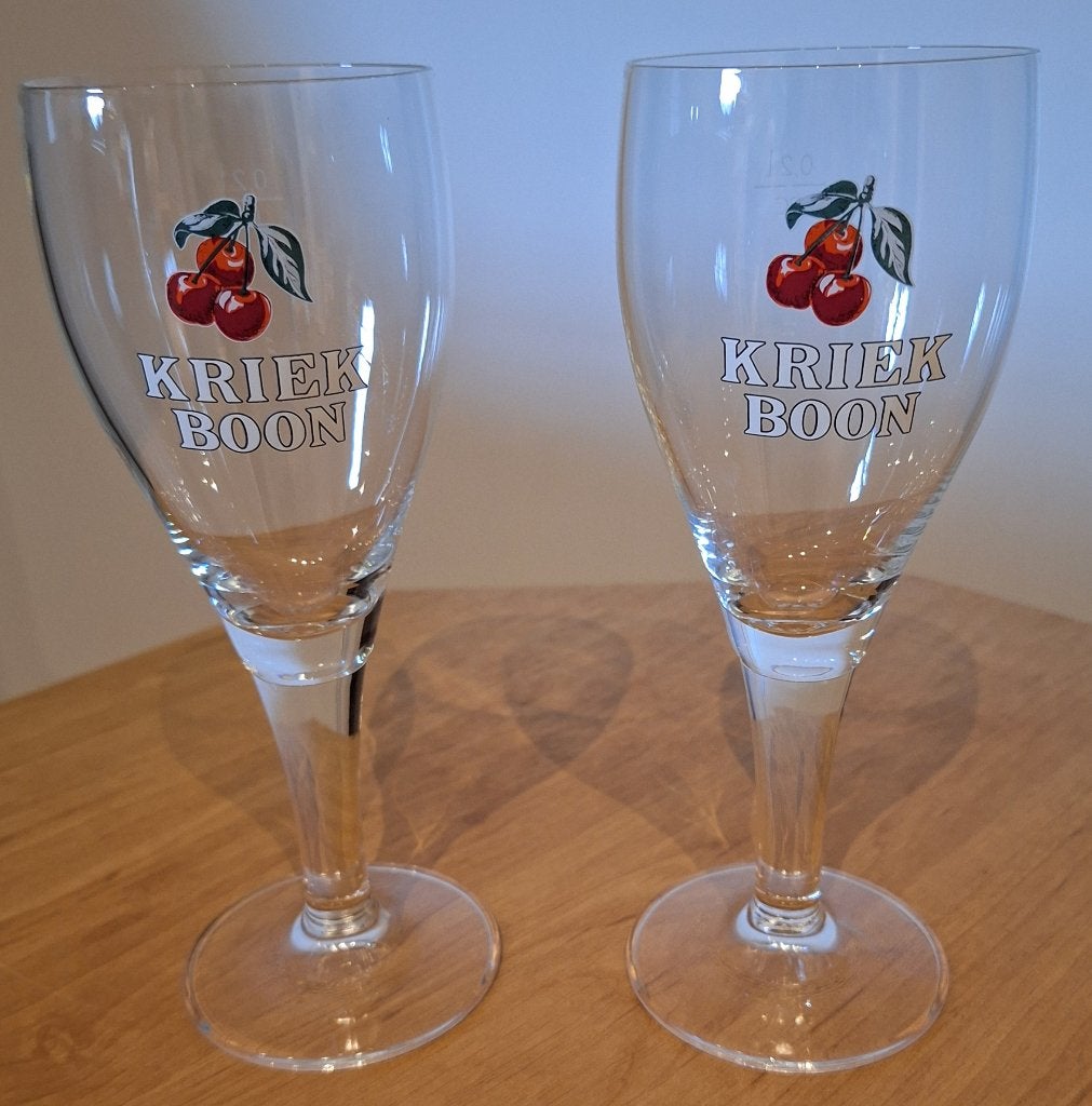 Set van 2 glazen Kriek Boon, Ophalen of Verzenden, Zo goed als nieuw, Glas of Glazen, Overige merken