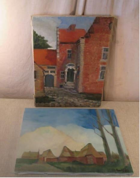 2 œuvres peintes 'Maison et maisons' - Boom, Enlèvement ou Envoi