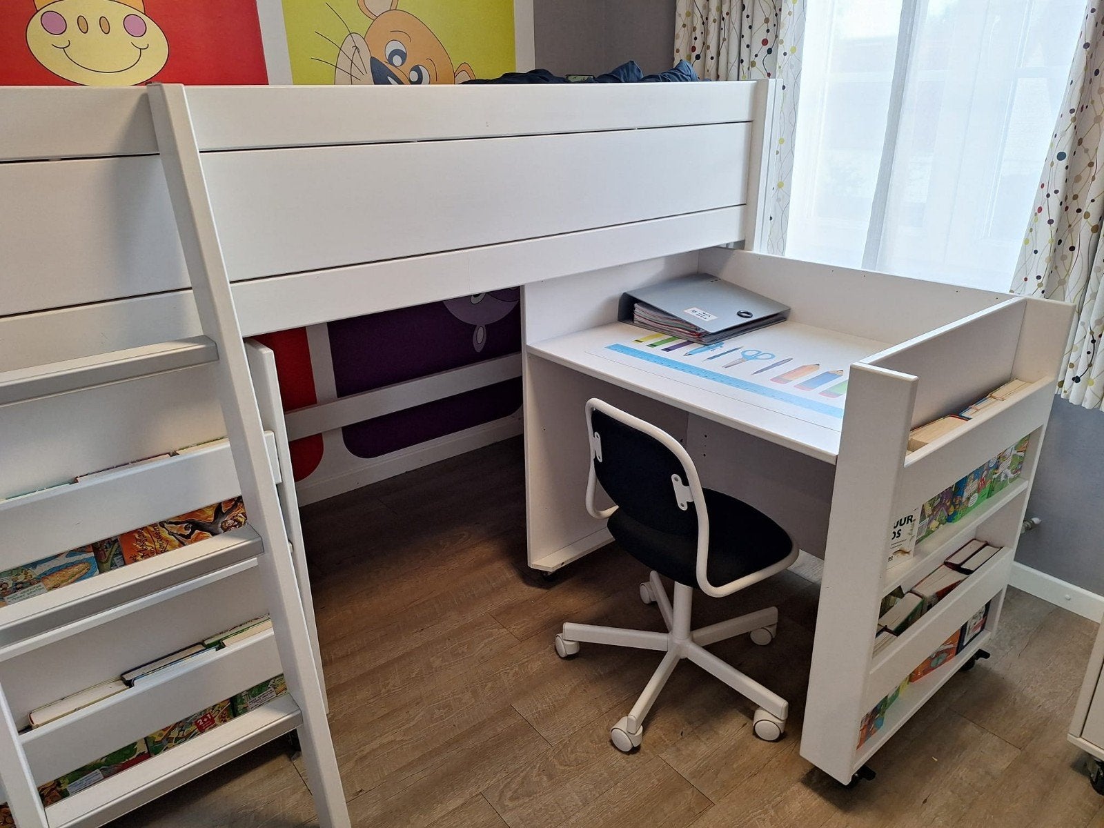 Half hoogslaper Lifetime kinderbed met bureau en kast, Ophalen, Gebruikt, Hoogslaper