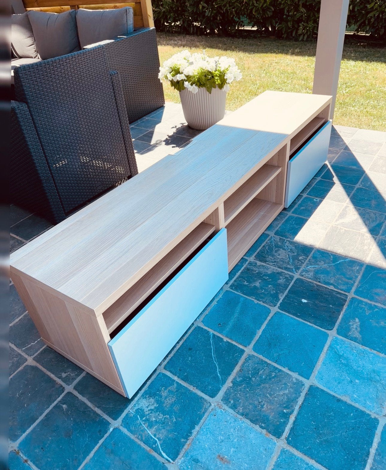 Meuble TV - IKEA - 180x40x38 cm, Maison & Meubles, Enlèvement, Comme neuf, Chêne