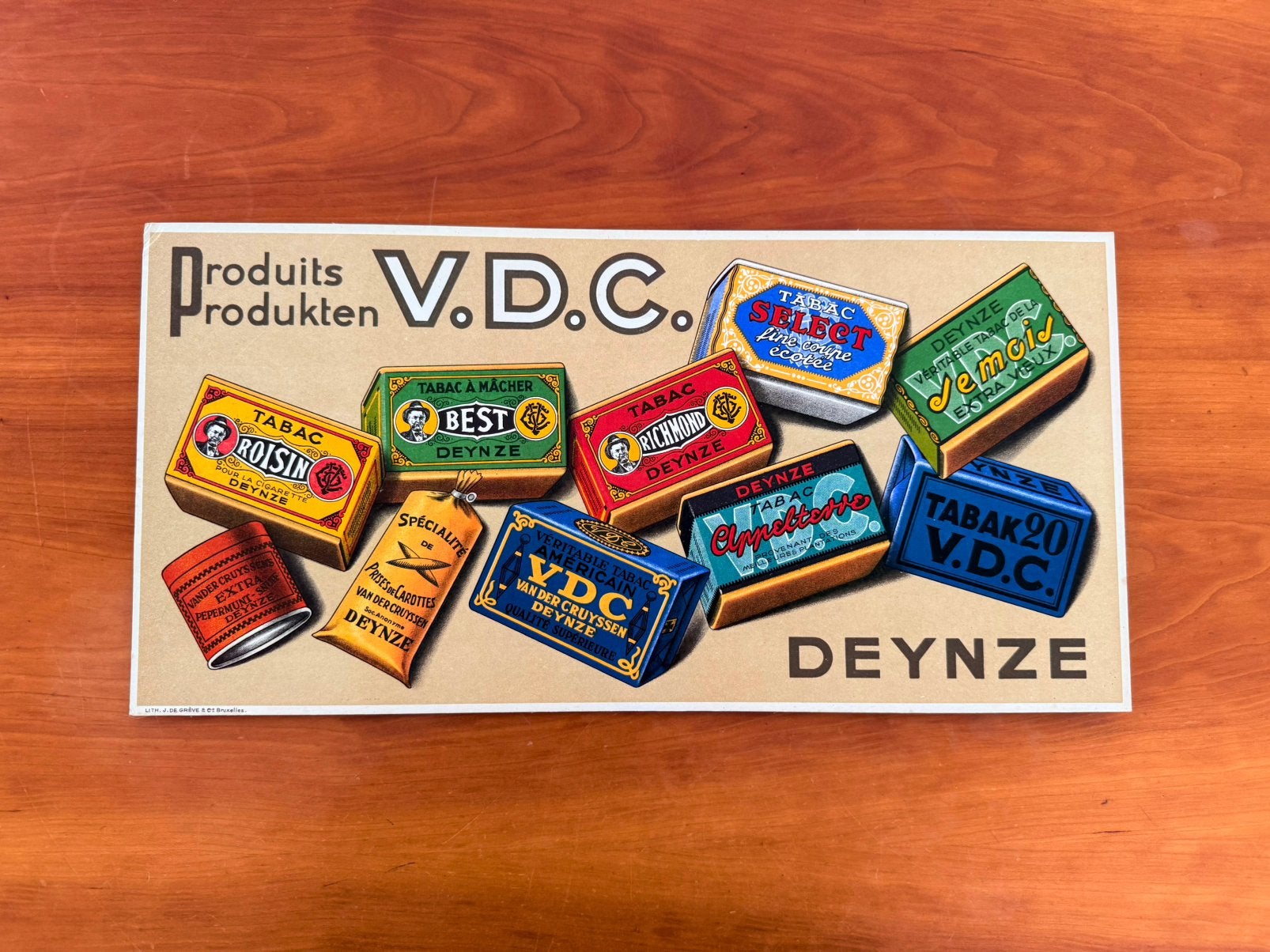 Kartonnen reclamebord V.D.C. Tabak uit Deinze, Verzamelen, Merken en Reclamevoorwerpen, Ophalen of Verzenden, Zo goed als nieuw