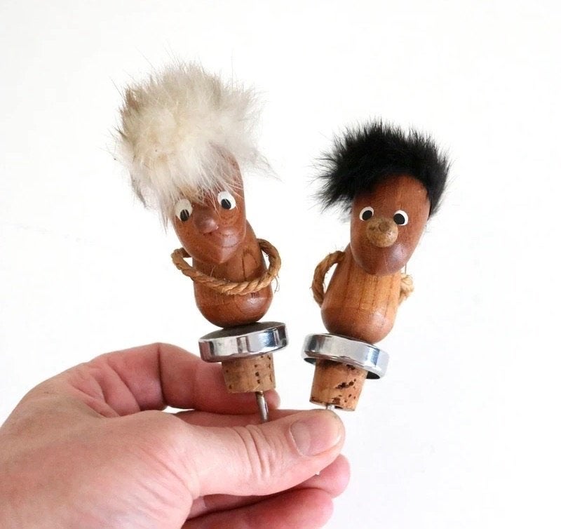 Vintage Teak Cork Wine Bottle Stoppers - Mid Century Design, Enlèvement ou Envoi