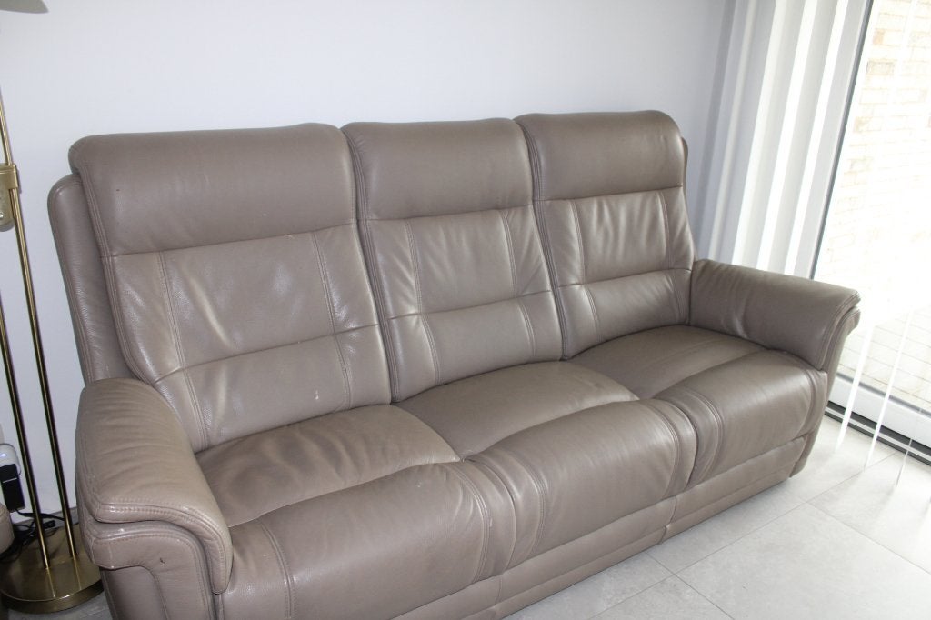 Zitbank in leder + relaxzetel, Enlèvement, Utilisé, Cuir, Rustiek