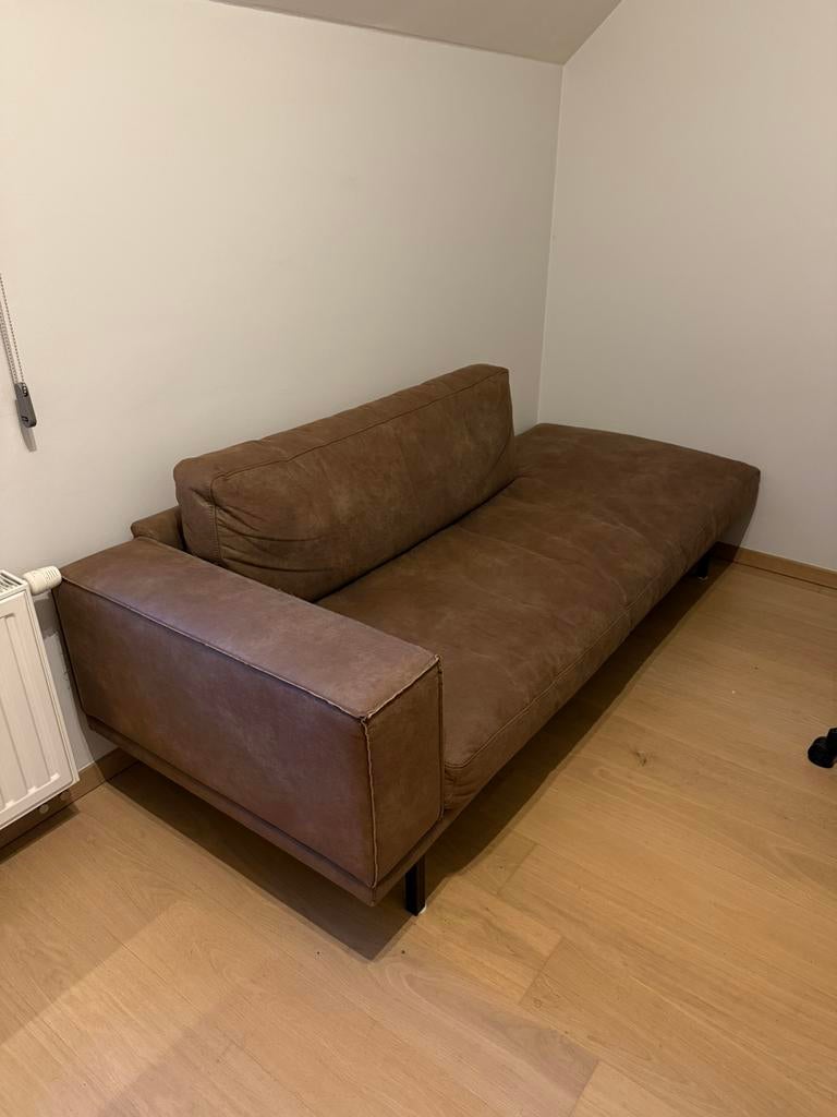 Canapé brun 200 cm — Canapé/canapé confortable, 75 à 100 cm, 200 à 250 cm, Métal, Comme neuf