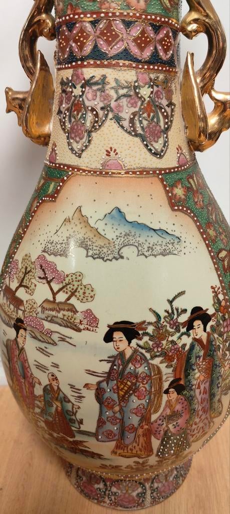 Grand vase décoratif style Satsuma – 60 cm – Très beau dé