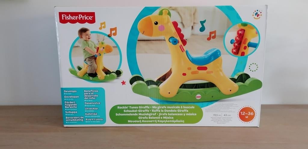 Schommelgiraf Fisher Price met muziek en licht, Ophalen of Verzenden, Zo goed als nieuw