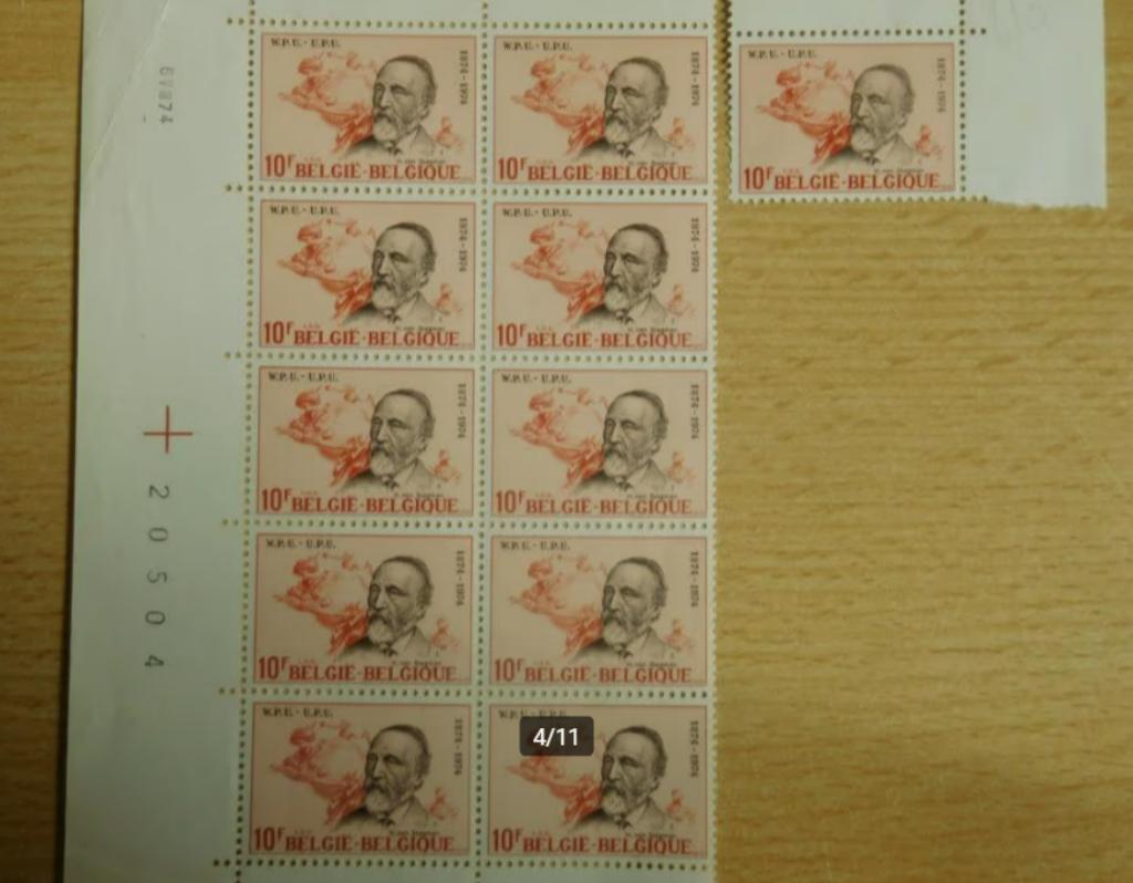 11 Belgische postzegels: Eeuwfeest van de UPU, Postzegels en Munten, Ophalen of Verzenden, Postfris
