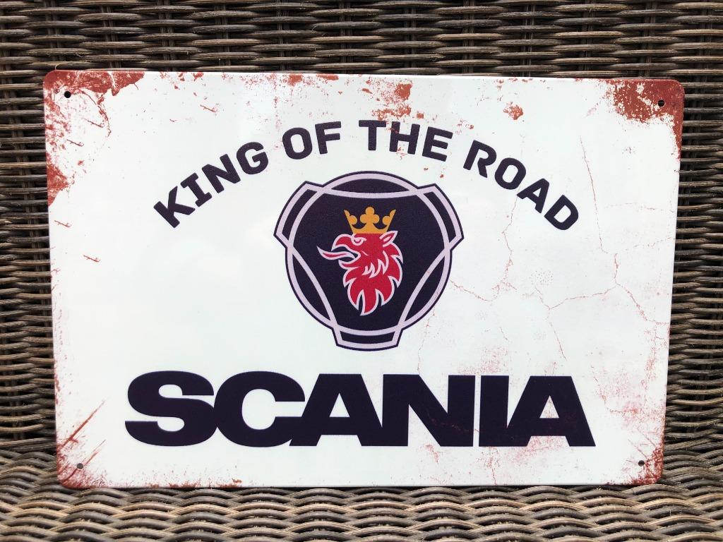 Metalen SCANIA KING OF THE ROAD vintage look wandplaat, Verzamelen, Ophalen of Verzenden, Nieuw, Reclamebord