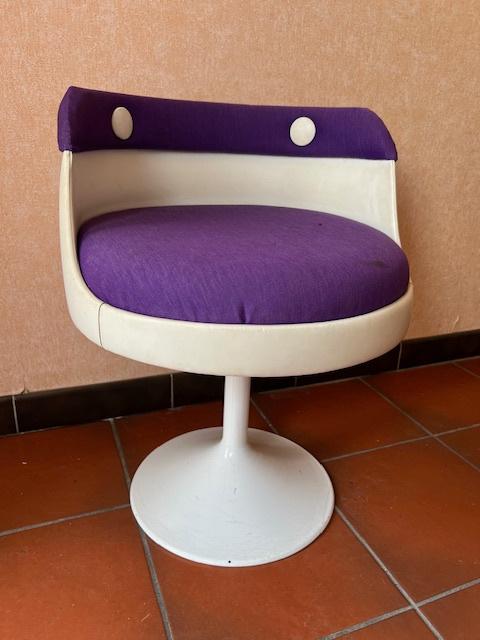 Chaise tulippe space age mauve et blanc, Collections, Rétro, Enlèvement