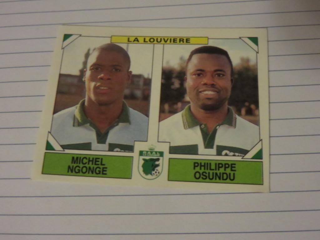 Voetbal: Sticker football 95 :  Ngonge + Osundu - La Louvier, Ophalen of Verzenden, Nieuw, Sticker
