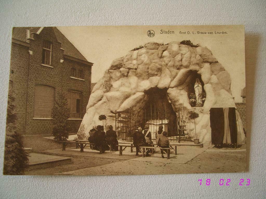 Postkaart : Staden : O - L- Vr. Van Lourdes 1939, Envoi, 1920 à 1940, Affranchie, Ville ou Village
