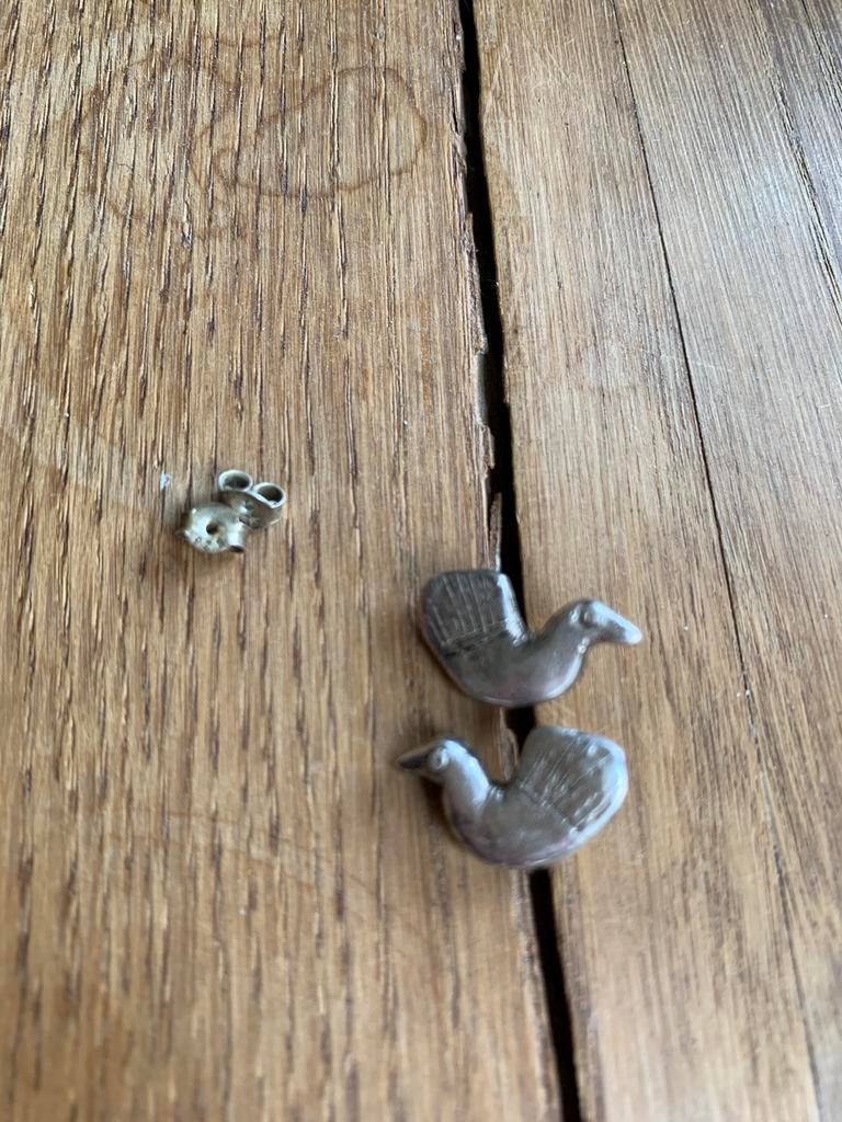 Sterling zilveren handgemaakte oorbellen van een Dodo vogel, Ophalen of Verzenden, Zo goed als nieuw, Knopjes of Stekers, Zilver