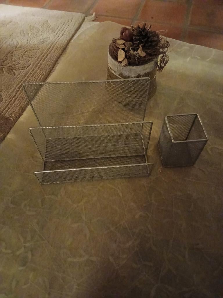 Metalen bureau organazir set - brievenbakje + pennenhouder, Ophalen of Verzenden