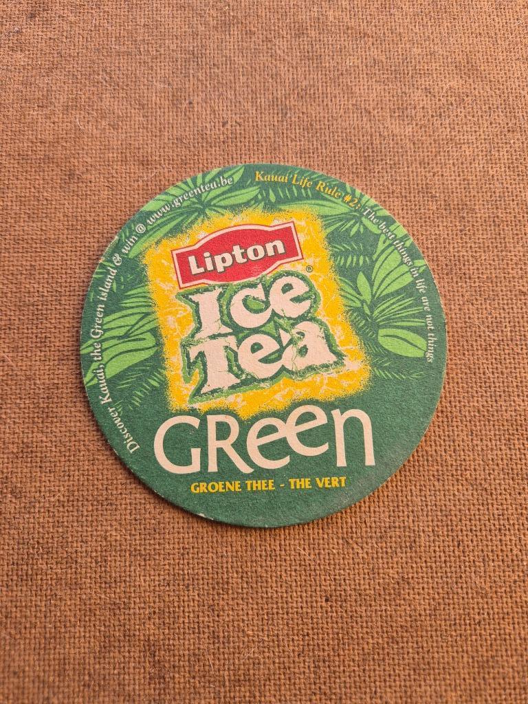 Sous bock Lipton Ice Tea Green (modèle 1), Ophalen of Verzenden, Gebruikt, Viltje(s), Overige merken