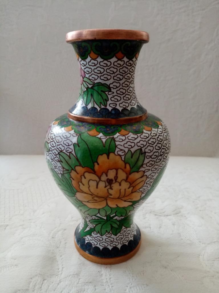 Chinese cloisonne vaas in koper jaren 70 (16cm), Ophalen of Verzenden, Koper