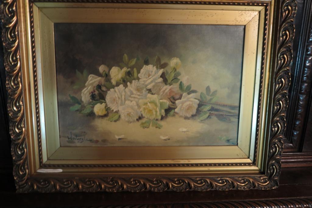 schilderrij  met bloemen, Antiek en Kunst, Ophalen