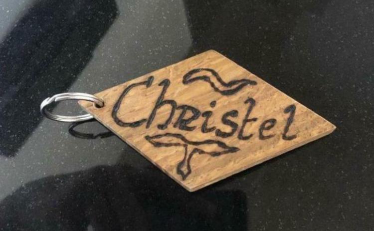 Sleutelhanger in hout met naam opschrift Christel, Ophalen of Verzenden, Nieuw