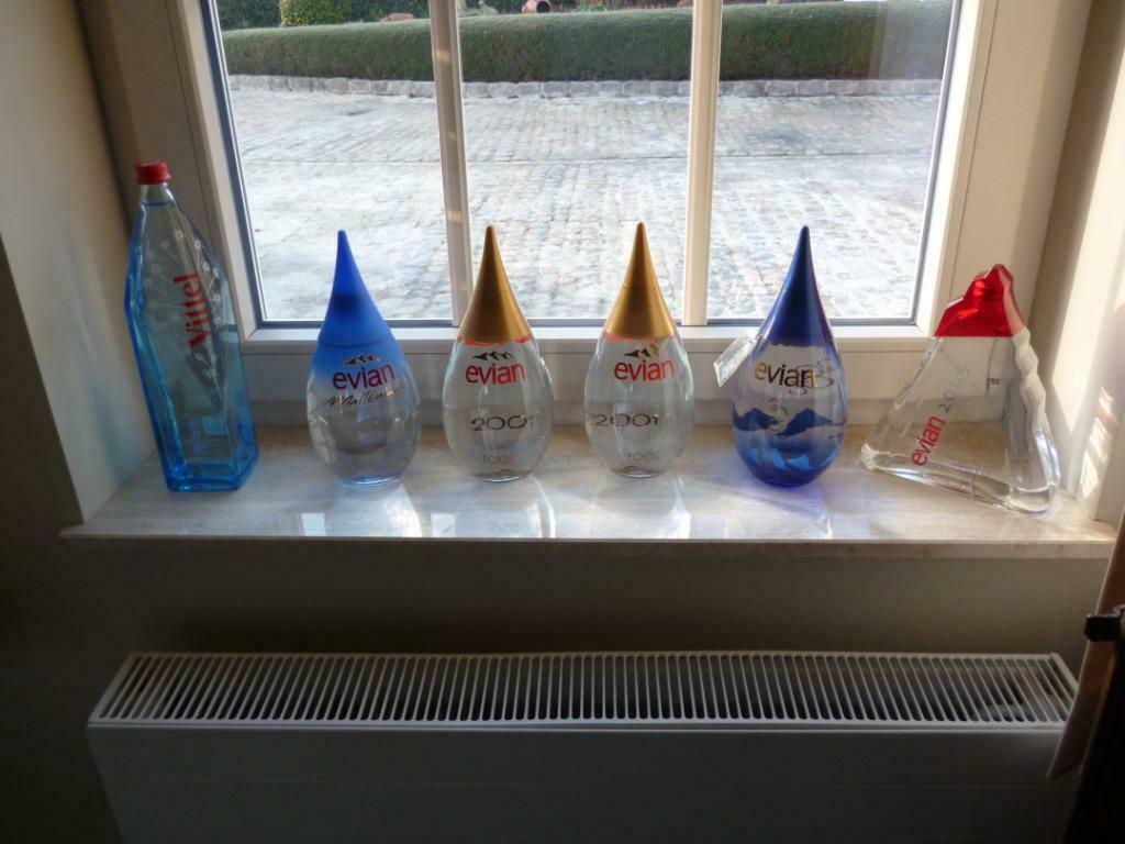 5 bouteilles de collection EVIAN  2001 2000 2002 2005, Enlèvement ou Envoi, Utilisé