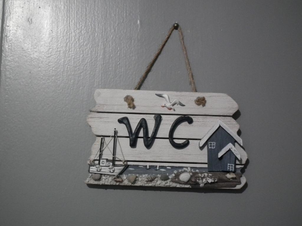 Plaque décorative en bois pour WC (22 xx 12 cm), Envoi, Comme neuf