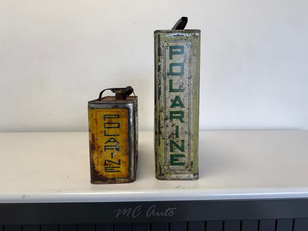 Zeldzame Polarine olie blikken 1920, Verzamelen, Ophalen of Verzenden, Gebruikt, Verpakking