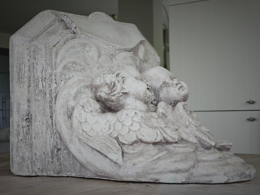 Antiek Engelen Console groot beeld twee engeltjes, engelen., Antiek en Kunst, Ophalen of Verzenden