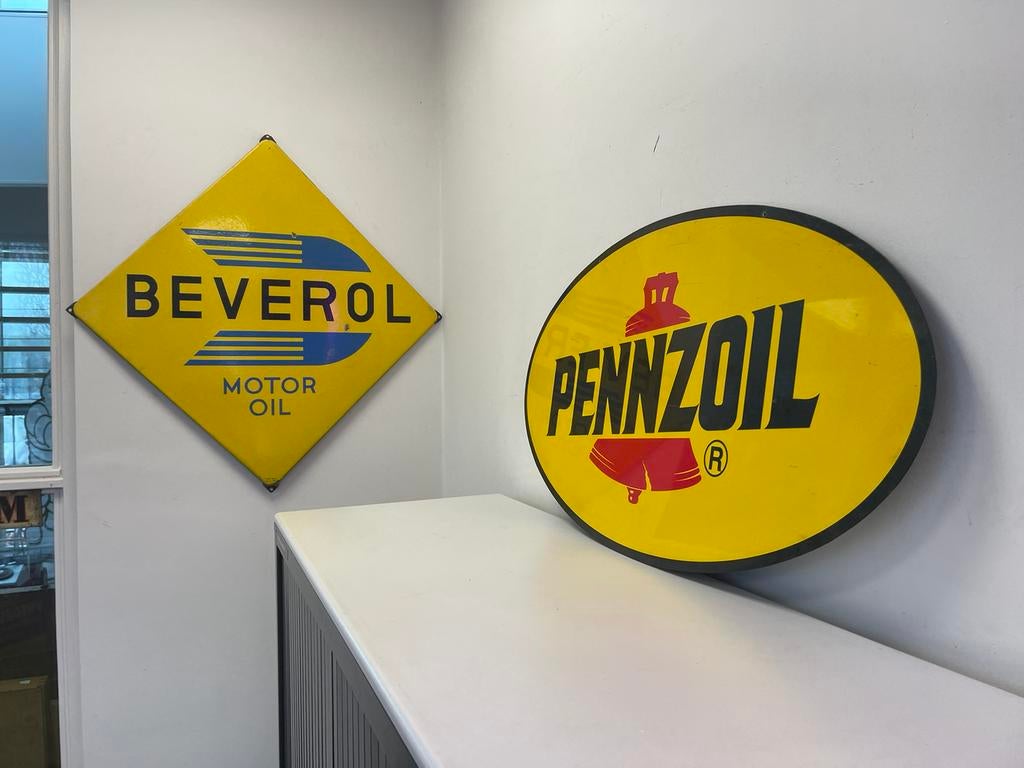 Ancienne plaque publicitaire PENNZOIL, Enlèvement ou Envoi, Utilisé, Panneau publicitaire