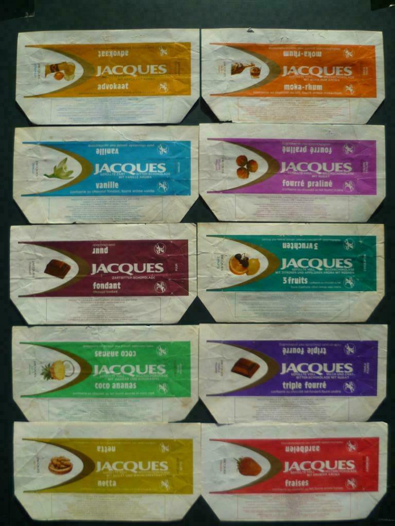 chocolade Jacques x 10 chocolat wikkels emballage omslagen, Ophalen of Verzenden, Gebruikt