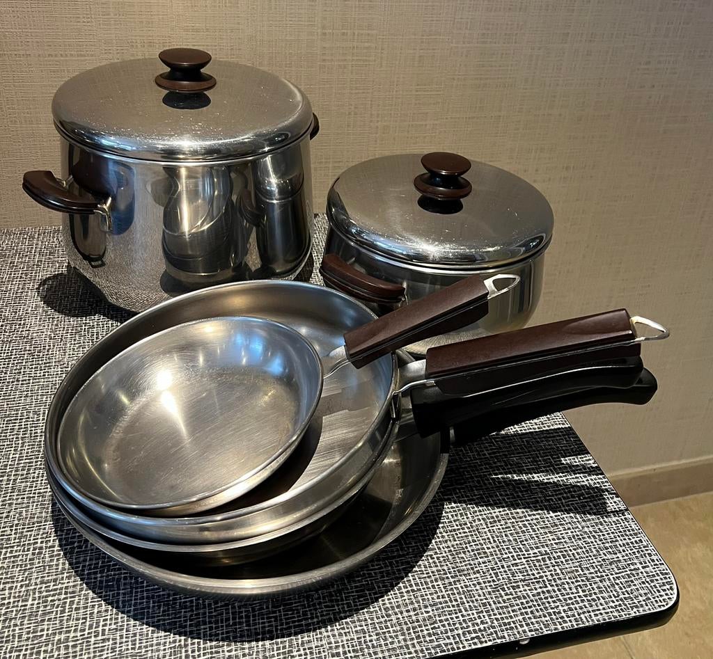 Lagostina pannen en potten, Huis en Inrichting, Ophalen, Inox, Gebruikt, Keramische plaat