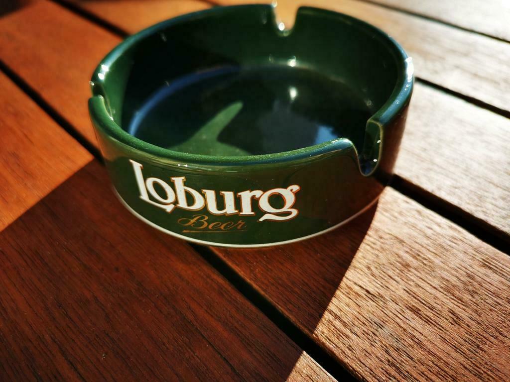 Loburg beer stenen asbakje foutje bij druk, Verzamelen, Biermerken, Ophalen of Verzenden, Zo goed als nieuw