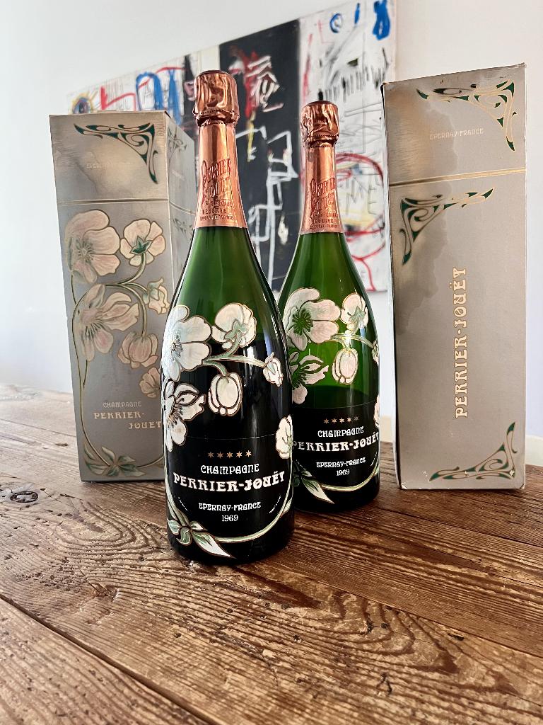 Magnum champagne 1969 Perrier-Jouët, Ophalen of Verzenden, Champagne