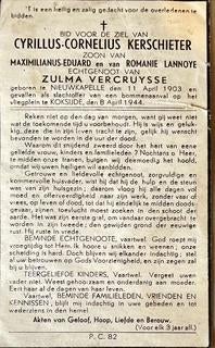 Te koop: bidprentje Cyrillus Cornelius KERSCHIETER, Enlèvement ou Envoi, Image pieuse