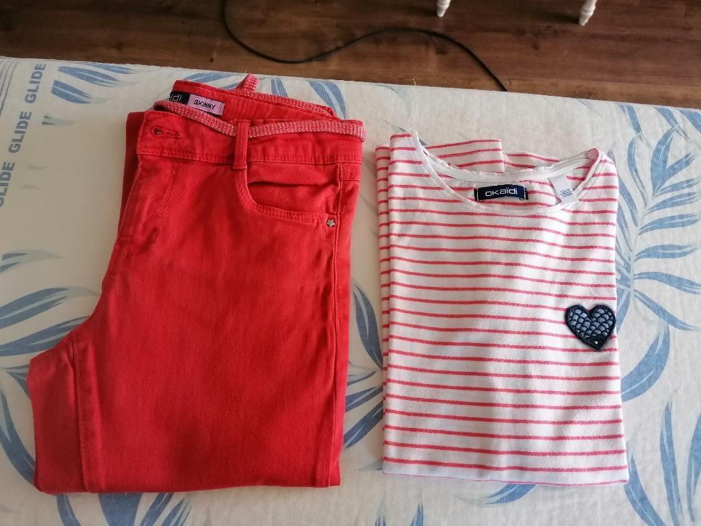 T-shirt & pantalon assortis Okaïdi (12 ans-152cm), Enfants & Bébés, Vêtements enfant | Taille 152, Autres types, Comme neuf, Fille