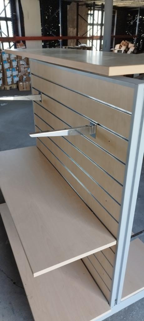 Gondole double gris avec panneau rainurés 120cm, Articles professionnels, Enlèvement