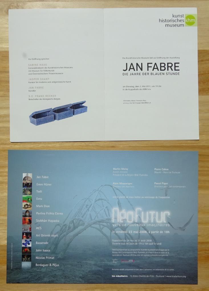 2 invitaties Jan Fabre, 1 signed**, Enlèvement ou Envoi, Comme neuf, Peinture et dessin