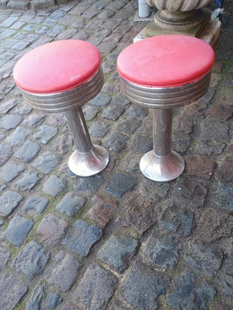 Barkrukjes jaren 60/70 sky leder chrome, Enlèvement