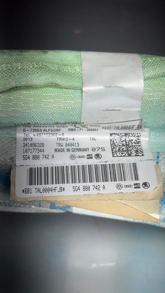 VW golf airbag ( 5G4880742A ), Ophalen