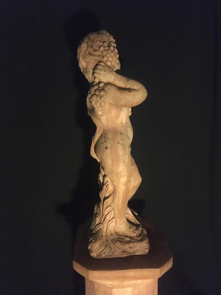 Oud Italiaans Terracotta tuinbeeld op zuil, Ophalen