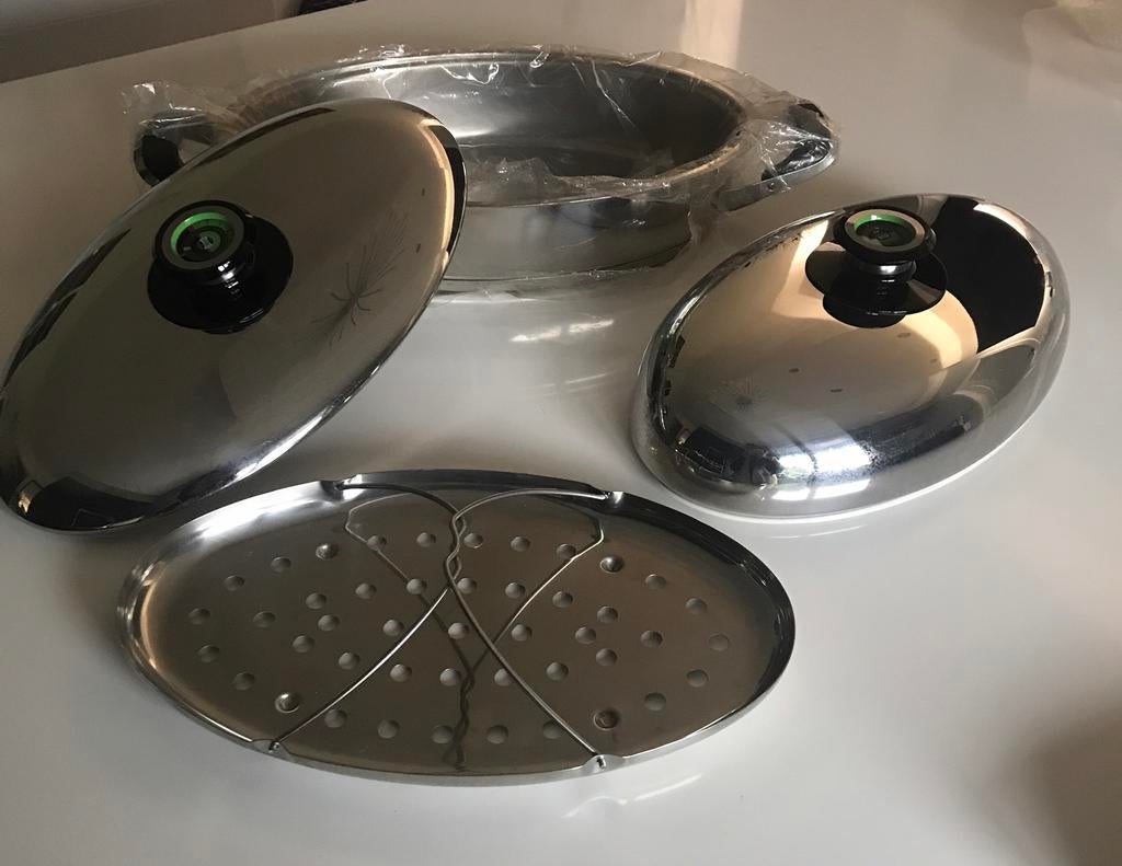 Rôtissoire NEUVE !!! Acier inoxydable !!! 2 couvercles !!!, Enlèvement, Neuf, Autres matériaux, Casserole ou Cocotte-minute