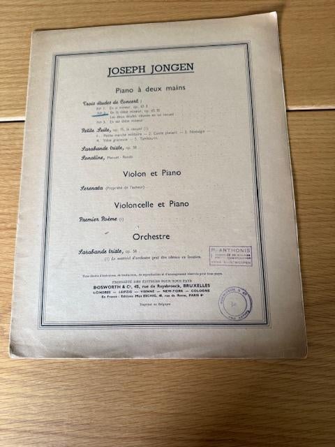Jongen, Deuxieme étude de concert N 2, Enlèvement ou Envoi, Artiste ou Compositeur, Classique, Utilisé