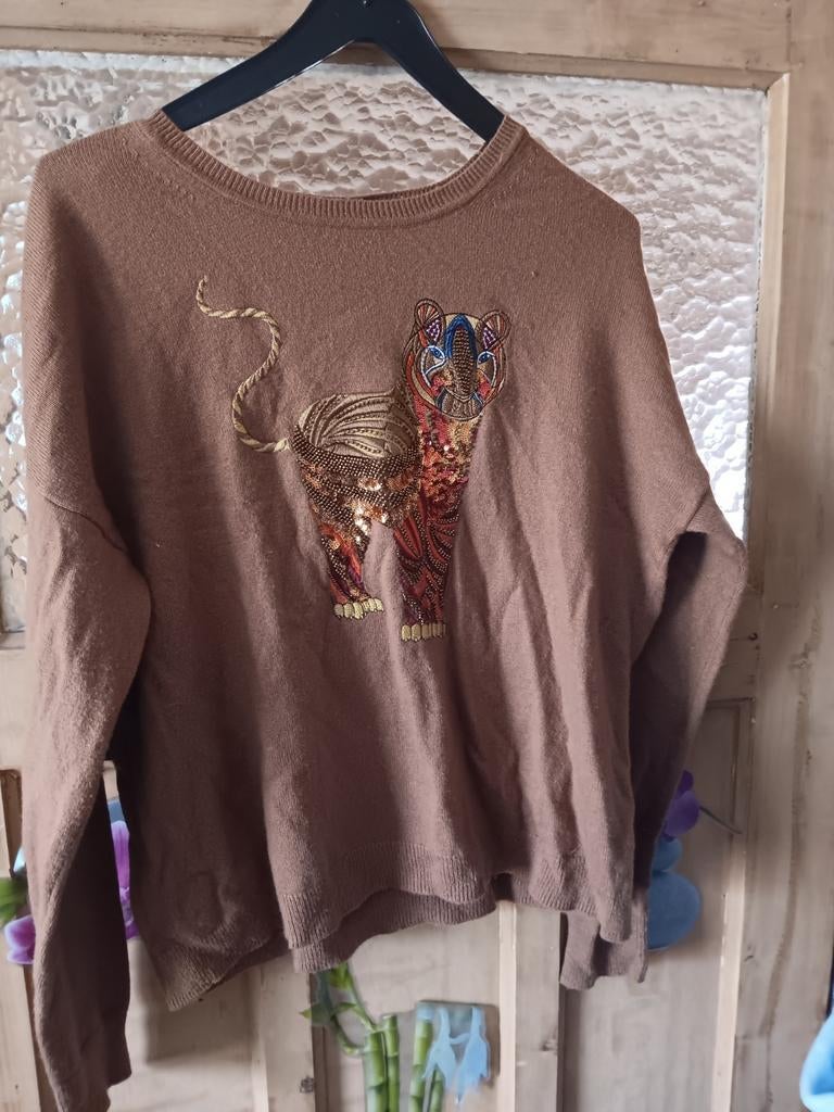 Pull marron Desigual, Enlèvement ou Envoi, Autres couleurs, Taille 36 (S), Comme neuf