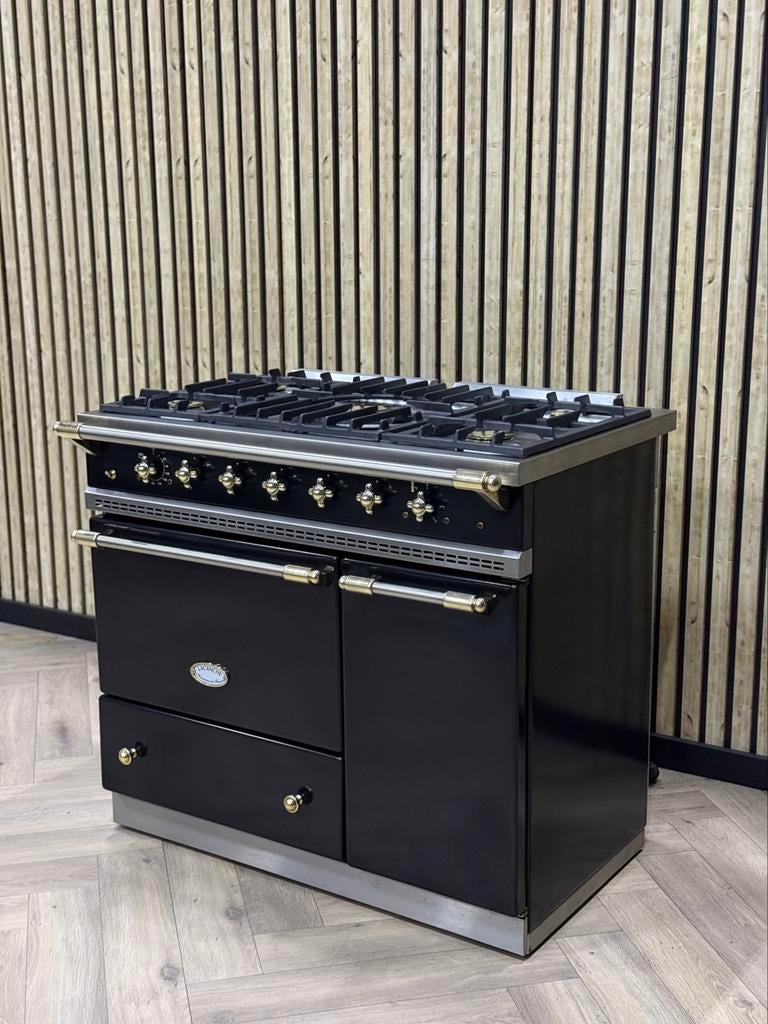 Luxe Lacanche Fornuis Zwart Gas + Messing + Warmhoudkast, Ophalen of Verzenden, Grill, Elektrisch