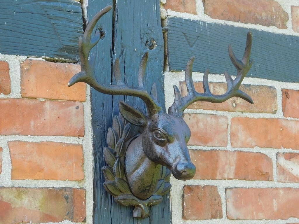 Décoration murale en forme de cerf, marron, en fonte, Enlèvement ou Envoi
