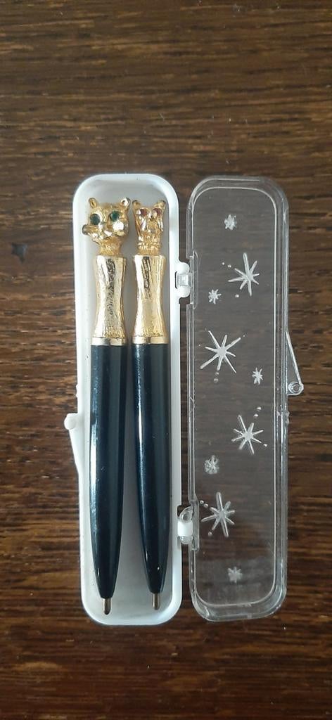 Vintage 1950's hond-en kattepenneset in originele etui, Verzamelen, Ophalen of Verzenden, Zo goed als nieuw