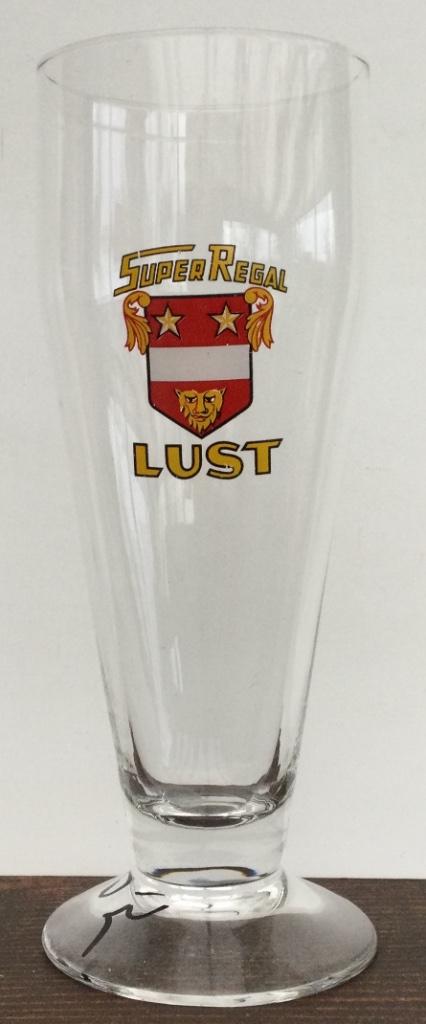 Bier brouwerij glas Lust super regal Kortrijk op voet facett, Verzamelen, Ophalen of Verzenden, Zo goed als nieuw