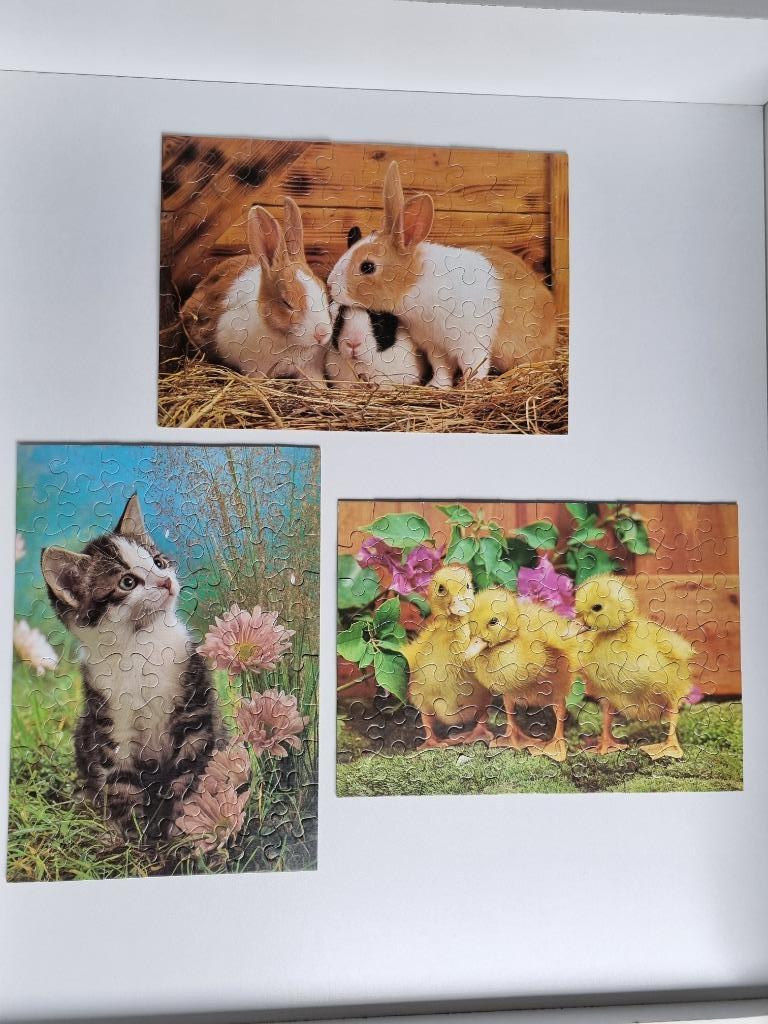 3 Puzzels van dieren 70 stukjes, Enlèvement ou Envoi, Plus de 50 pièces, Utilisé, 6 ans ou plus