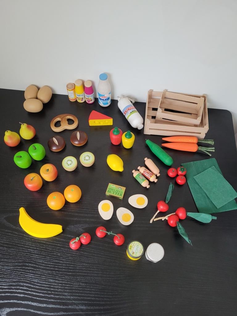 Erzi, houten etenswaren., Kinderen en Baby's, Speelgoed | Houten speelgoed, Ophalen, Zo goed als nieuw, Overige typen