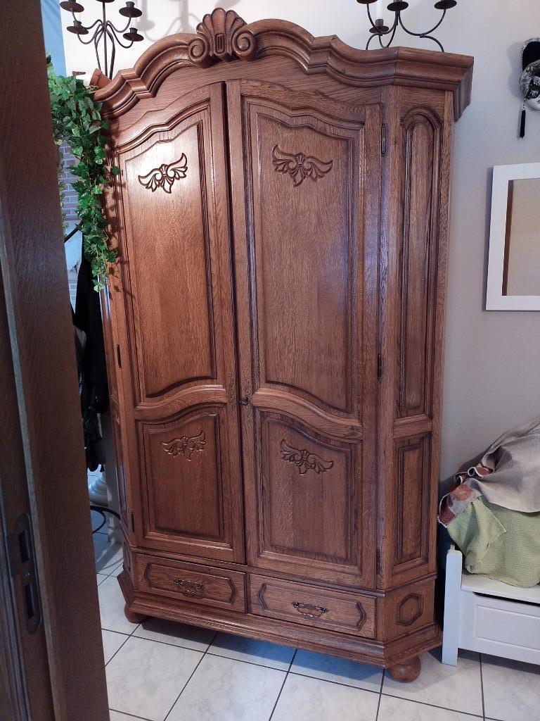 Armoire-penderie sur pieds en bois - (Vintage), Maison & Meubles, Métal, 100 à 150 cm, Utilisé, Avec tablette(s)
