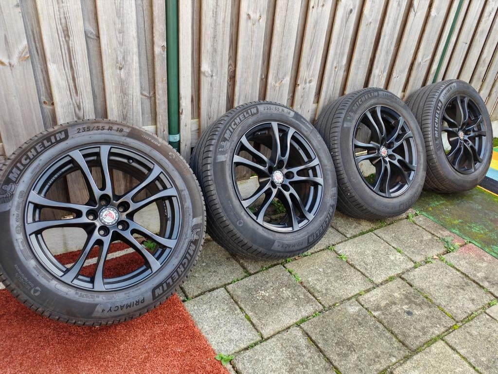 Platin Velgenset met banden., Auto-onderdelen, Banden en Velgen, Band(en), Zomerbanden, 18 inch, 235 mm, Terreinwagen, Gebruikt